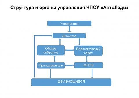 Структура и органы управления ЧПОУ " АвтоЛеди"